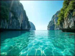 Klify, AI, Skały, Morze, Drzewa