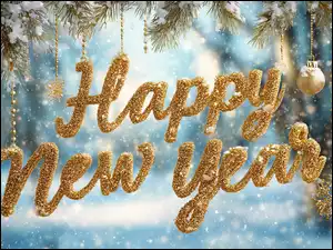 Życzenia, Grafika AI, Złoty, Napis, Nowy Rok