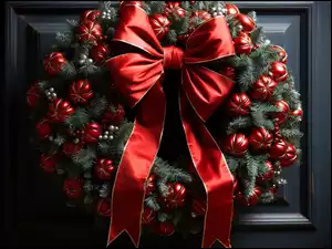 Bombki, Kokarda, Grafika AI, Wieniec, Boże Narodzenie, Drzwi, Dekoracja