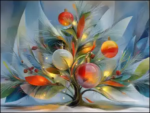 Grafika AI, Bombki, Boże Narodzenie, Choinka