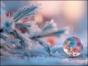 Kwiaty, Grafika AI, Kulka, Szklana, Sosna