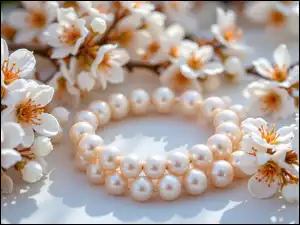 Kwiaty, Pomarańczowe, Perły, Białe, Korale, Gałązki, Pręciki