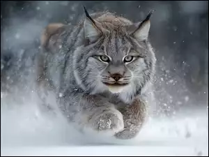 Grafika AI, Ryś, Śnieg, Zima