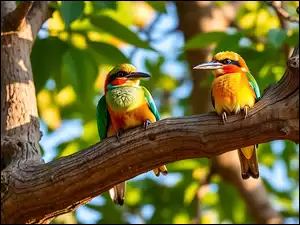 Grafika AI, Żołny, Ptaki, Konar