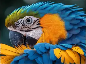 Głowa, Niebiesko-żółta, Papuga, Ara