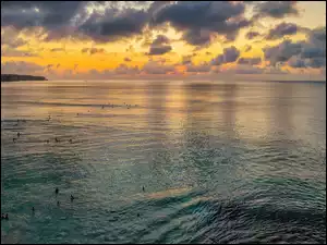 Zachód słońca, Morze, Kolorowe, Niebo