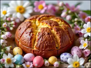 Kolorowe, Chleb, Pisanki, Wielkanoc, Jajka, Kwiaty