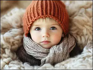 Wełniany, Dziecko, Czapka, Szalik