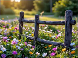 Kwiaty, Ogrodzenie, Łąka