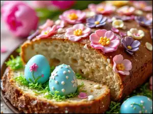 Kolorowe, Jajka, Wielkanoc, Chleb, Kwiaty, Cukrowe, Pisanki