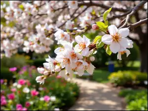 Białe, Listki, Drzewo owocowe, Gałązki, Kwiaty