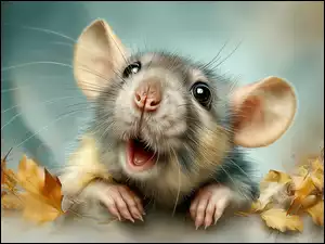 Grafika AI, Szczur, Liście