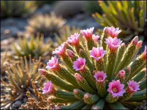 Kwiaty, Kwitnący, Kaktus, Różowe