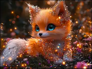 Grafika AI, Lis, Lisek, Kwiaty