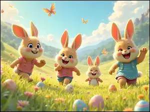 Pisanki, Króliki, Jajka, Wielkanoc