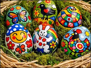 Gniazdko, Wielkanoc, Pisanki, Udekorowane