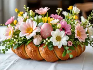 Chleb, Wielkanoc, Pisanki, Grafika AI, Kwiaty, Dekoracja