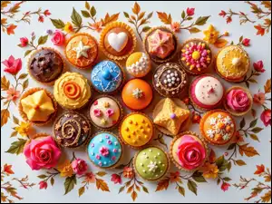 Listki, Udekorowane, Babeczki, Kwiaty