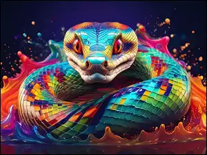 Grafika AI, Kolorowy, Wąż