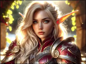 Grafika AI, Dziewczyna, Blondynka, Elfka