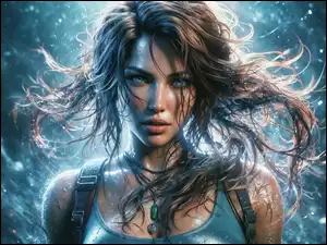 Grafika AI, Lara Croft, Postać, Spojrzenie
