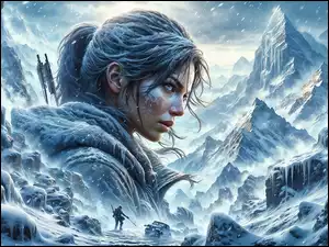 Zima, Grafika AI, Misja, Lara Croft, Góry