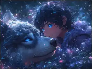 Anime, Chłopiec, Wilk