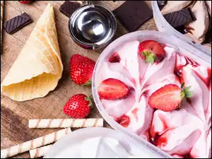 Owocowe, Truskawki, Czekolada, Lody, Rurki, Rożek, Wafle