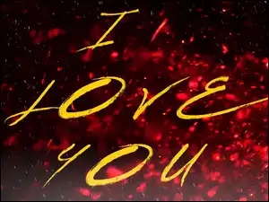 Czarno-czerwone tło, Napis, I Love You, Miłość