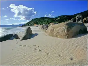 Góry, Wybrzeże, Plaża, Skały