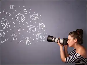 Zdjęcia, Dziewczyna, Aparat, Fotograficzny