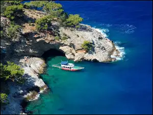 Zatoka, Turcja, Jacht, Skały, Oludeniz, Morze Śródziemne