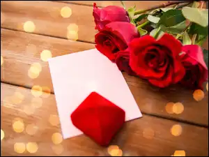 Kartka, Róże, Pudełeczko, Czerwone