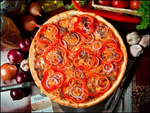 Papryka, Pizza, Cebula