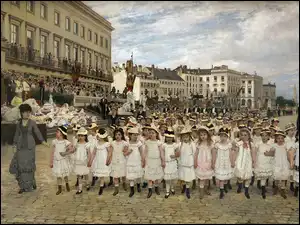 Obraz The parade of the schools of 1878 in the presence of King Leopold II Jana Verhasa