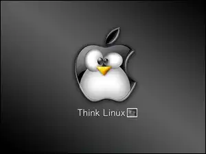 grafika, jabłko, Linux, pingwin