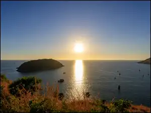 Przylądek, Cape Phrom Thep, Tajlandia, Zachód słońca, Windmill Viewpoint, Wyspy, Morze Andamańskie