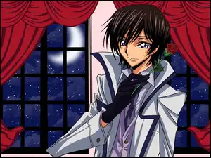 Code Geass, Manga Anime, Lelouch Lamperouge, Okno, Postać, Róża