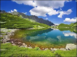 Jezioro, Odbicie, Hale, Tatry, Obłoki
