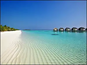 Domki, Atol, Plaża, Malediwy, Hotelowe, Roślinność
