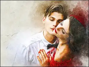 Graficzna przytulona zakochana para