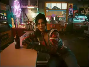 Bar, Gra, Cyberpunk 2077, Postać