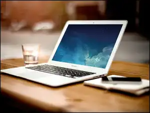 Szklanka, Laptop, Notes, Długopis