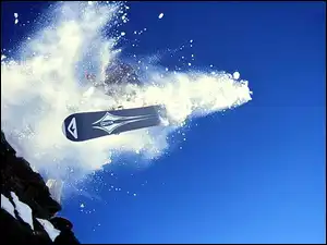 śnieg, Snowbording, deska, snowboardzista