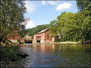 Wodny, Rzeka, Bałtów, Młyn, Wieś, Roślinność, Kamienna