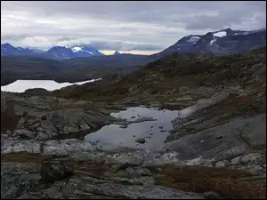 Jezioro, Norwegia, Skały, Góry, Gautelisvatnet Lake