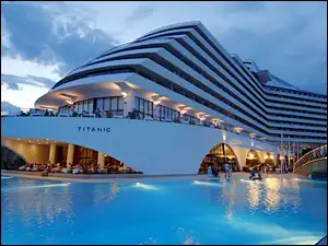 Antalya, Hotel, Basen, Turcja, Ludzie, Błękit, Titanic Beach Lara
