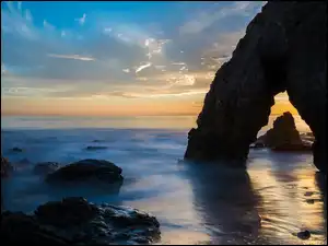 Słońca, Skały, Ocean, Zachód