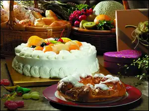 Tort, Ciasta, Owoce, Pieczywo