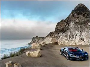 Bugatti, Wybrzeże, Kamienie, Samochód